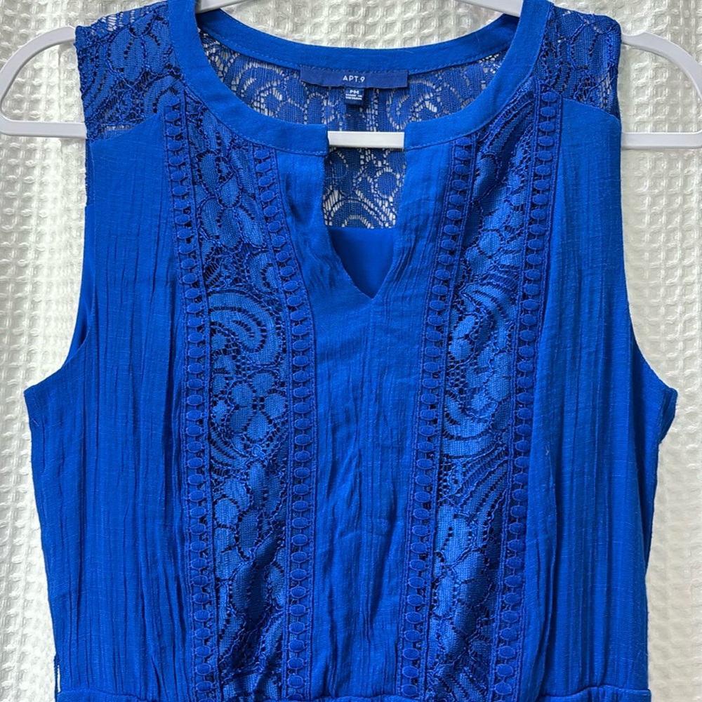 Apt. 9 Royal Blue Sleeveless Maxi Dress with Lace Panels